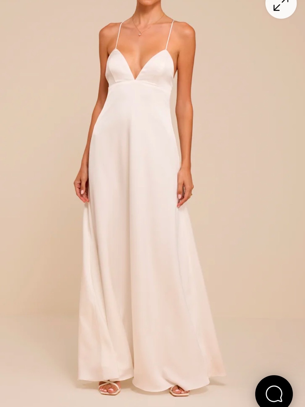 Lulus Medium NEW Lupita White Satin Tie-Back Maxi Dress Bridal Wedding Minimal - Picture 4 of 11